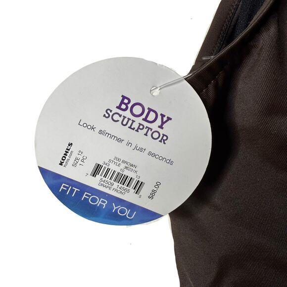 Croft & Barrow Body Sculptor Ruched One-Piece Swimsuit Size 12 Brown Slimming - Picture 7 of 12